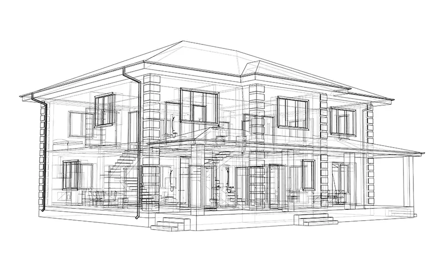 generic sketch of architectural plans for new home construction - Decatur, IL